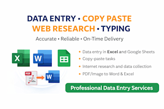 data entry and copy paste work