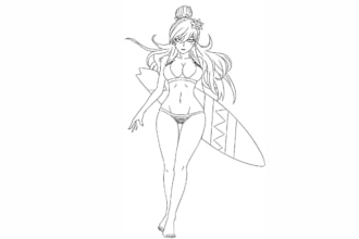 draw sketch and colored anime manga character