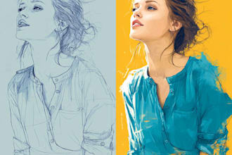 turn sketch into colorful vector art illustration