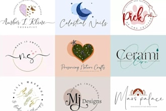 do modern hand drawn, flower design and botanical line art logo