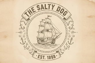 create professional hand drawn vintage logo illustration