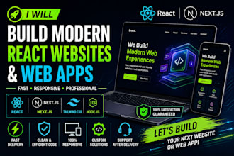build a modern responsive react js website or web app
