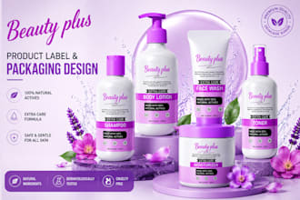 design bottle label, cosmetic label, product label, label design