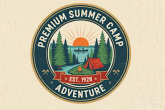 design vintage premium summer camp adventure logo design