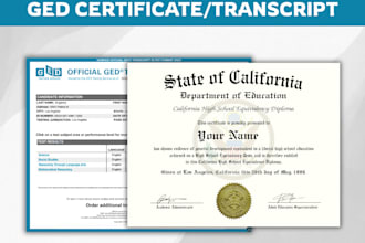 design a professional ged certificate or transcript within 24 hours
