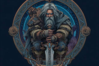draw a professional fantasy, rpg, scifi game, nft logo