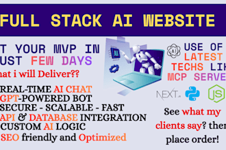develop full stack ai website, ai chatbot agent in your web application