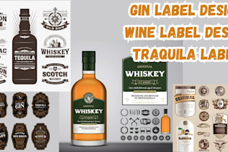 design luxury liquor bottle labels for tequila, wine, gin, and spirits