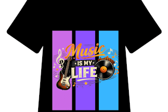 design professional print ready t shirt design for merch and