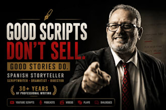 write creative scripts and storytelling texts in spanish