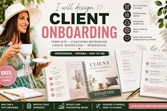 design editable client onboarding, coaching template, canva workflow, workbook