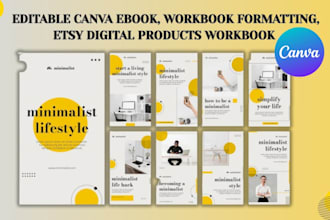 design editable canva ebook, workbook formatting, etsy digital products workbook