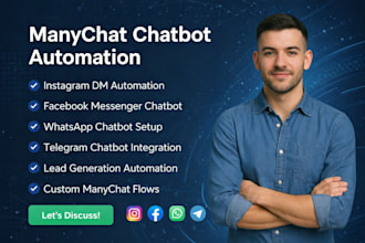 do instagram, facebook messenger, whatsapp, and telegram chatbot with manychat