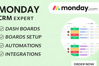 setup monday crm, monday dot com and monday project management workflow expert