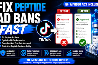 fix peptide ad bans, peptide ads issues and optimize peptide tiktok promotion