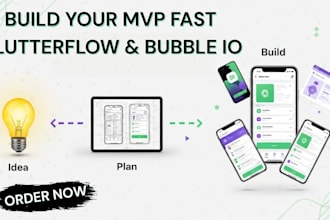 build mobile web mvp app with bubble io, flutterflow, glide, adalo, bubble dev