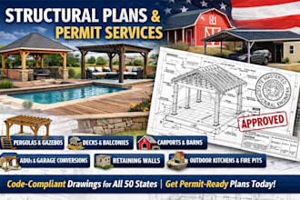 design pergola structural permit drawings beam roof truss calculations pe stamp