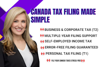 prepare and efile canada personal t1 and business income tax return t2
