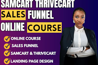 be your samcart thrivecart sales funnel, samcart landing page, online course