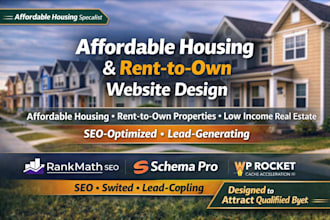 design rent to own property, low income real estate website using rank math SEO