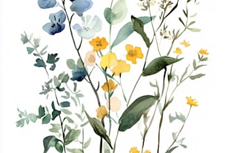 draw botanical illustration flower, plant