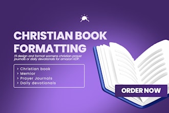 design and format womens christian prayer journal or daily devotional