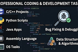 solve c cpp python java assembly language operating system tasks professionally
