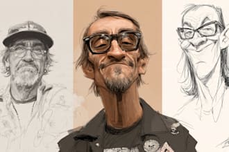 draw cartoon avatar, cartoon character, caricature, logo