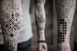 create sleeve tattoo design in geometric style