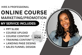 online course promotion,  elearning course creation, website course promotion