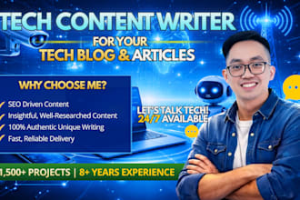 write tech content, SEO tech blog posts or technical writing