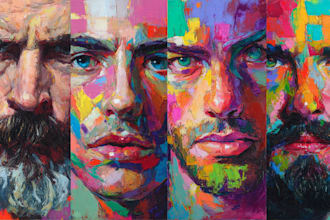paint expressive colorful abstract portraits