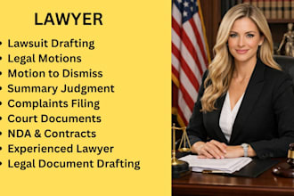 draft motions for summary judgment, motions to dismiss, lawsuits, complaints, nd
