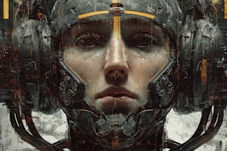 do a cyberpunk high detailed line art
