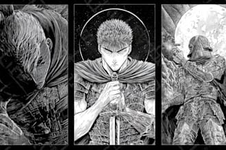 manga page custom dark berserk style art in high quality