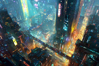 create futuristic cyberpunk city for you