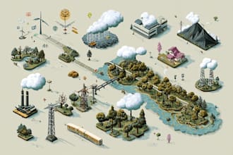 create isometric vector illustrations, infographics and maps