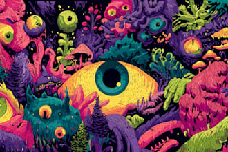 make trippy, psychedelic, surreal, illustrations designs
