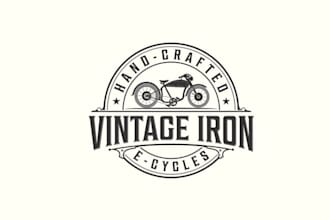create vintage awesome logo for retro iron electric cycles