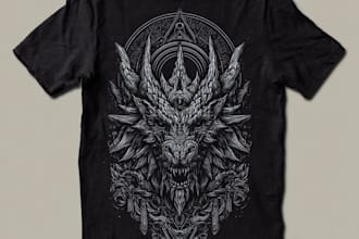 create awesome linocut style t shirt design for you