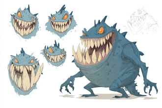 design horror cartoon characters and creatures