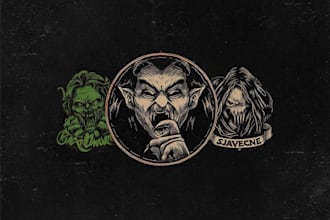 create dark scary classic vintage horror logo design