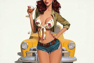 create an pin up girl and pin up girl art for you