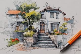 do hand drawn architectural sketches