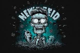 do custom logo, skull dark art or cartoon