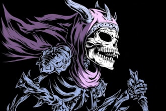 draw skull skeleton, grim reaper for mascot and clothing