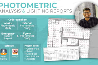 provide interior, exterior, site, and egress photometric studies