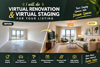 do virtual renovation and virtual staging for your listing