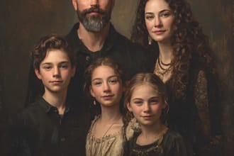 draw  a awesome family portrait illustration