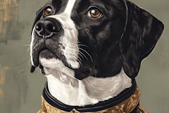amazing royal pet portrait in custom caricature